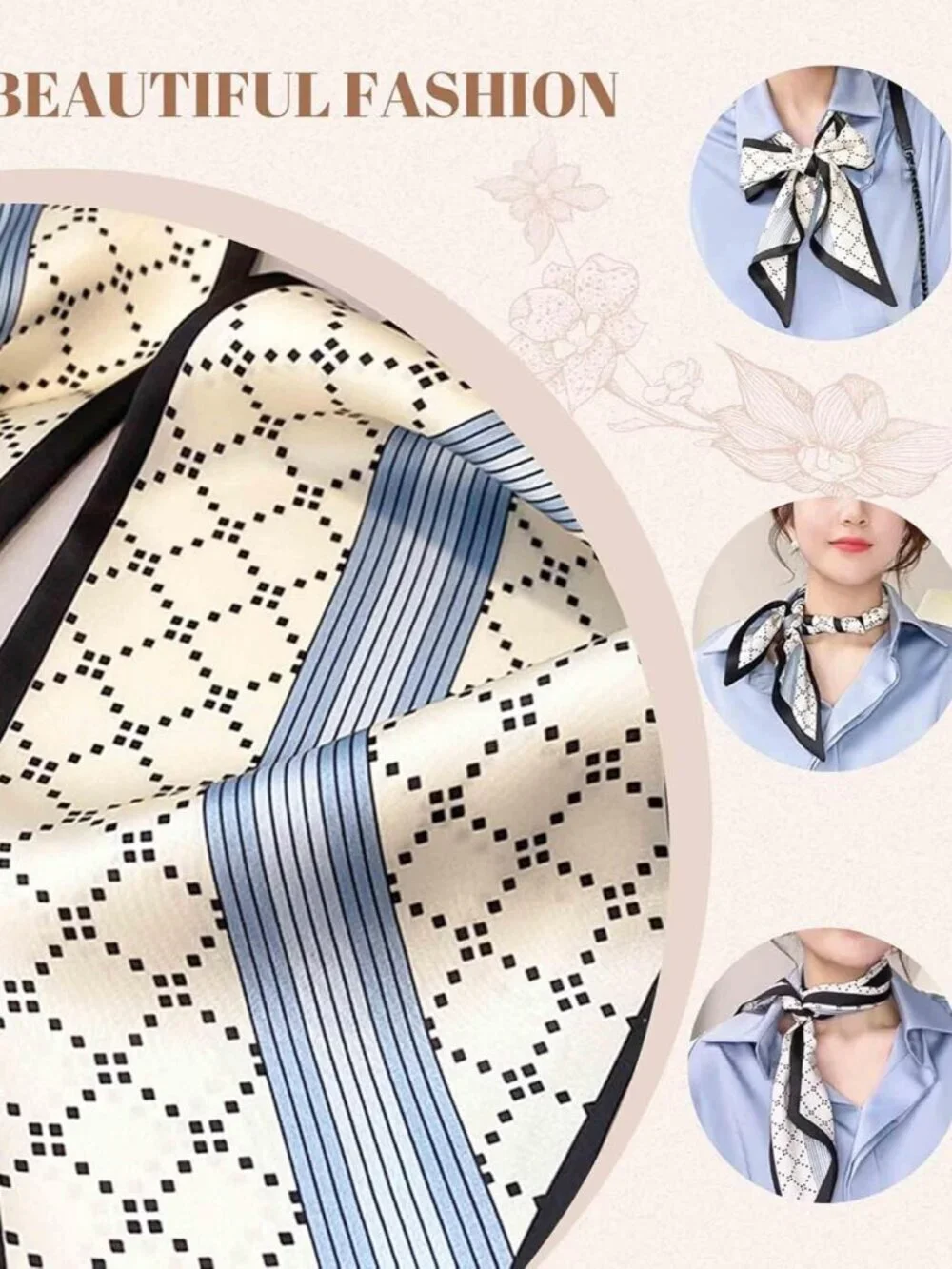 Women's Black Cashew Herb Fashion Elegant Oblique Angle  Scarves Bag Scarfs